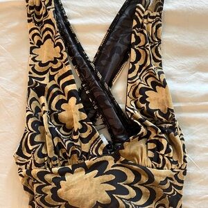 Urban Outfitters Black and Gold Velvet Printed Crisscross Top/Bralette – XS